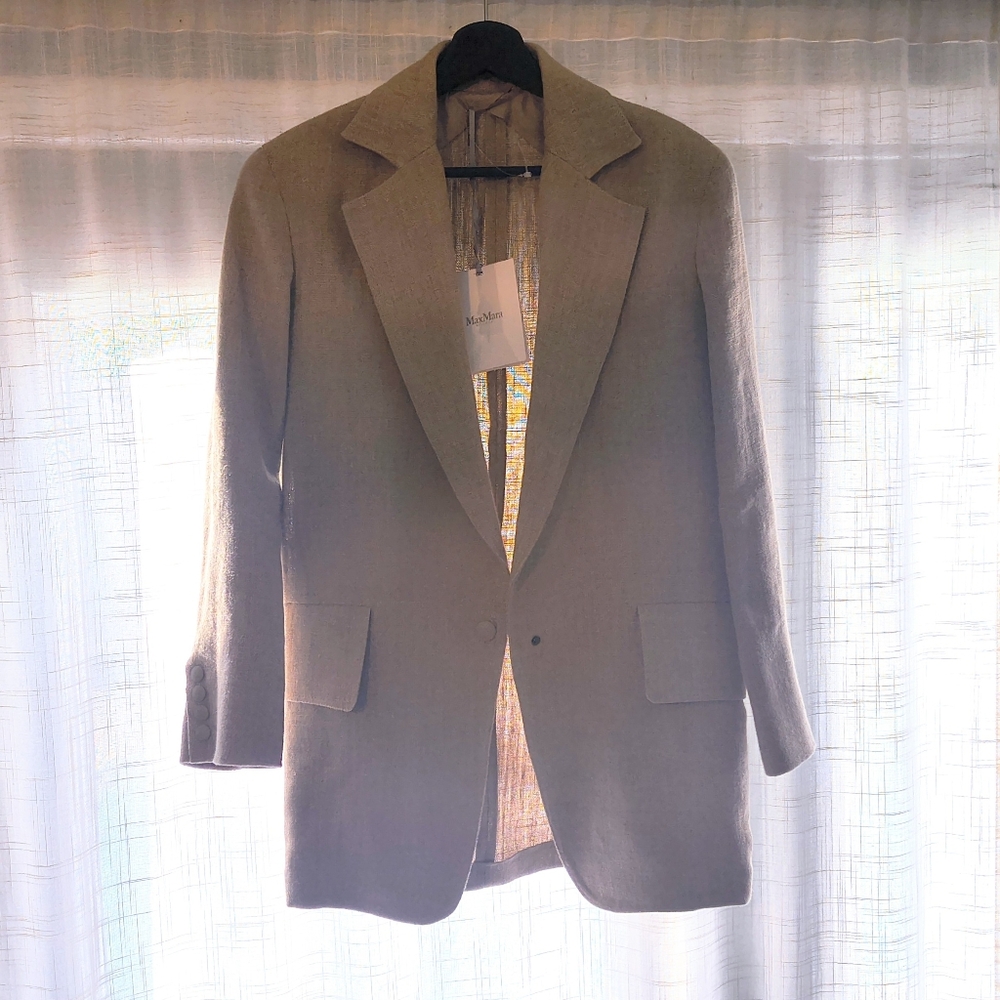 NWT❤️MAX MARA Undici Linen Blazer Jacket - Picture 4 of 8